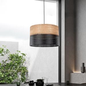 TK Lighting Lampă de suspendare Nicol, negru/efect lemn, Ø 50 cm, 1 lumină, 3 x E27, reglabil, Negru, Camera de zi / sufragerie, Metal, Modern