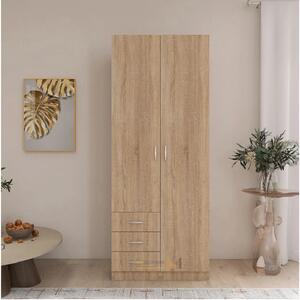 Dulap Mixt Star cu 2 Usi si 3 Sertare Stanga, 200x80x50 cm,Culoare Sonoma, Material din PAL de 18mm