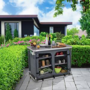 Bucătărie practică de camping cu 2 compartimente 120 x 47 cm - gri