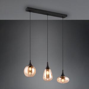 Trio Lighting Lumina, 3 lumini, negru/arămiziu, sticlă, reglabil, Negru, Camera de zi / sufragerie, Sticlă, Modern