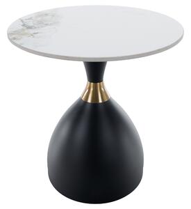 KONDELA Măsuţă de cafea, marmură albă/negru/aur, oţel, ODIS