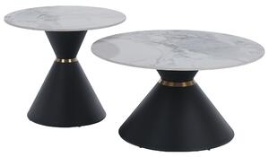 KONDELA Măsuţe de cafea, set de 2 bucăţi, marmură/negru/auriu, MABUZ