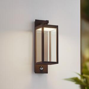 Lucande LED lampă de perete pentru exterior Ferdinand, rugină, senzor, IP54, Maro / Rugină, Aluminiu, Modern, Priză de perete sus / jos