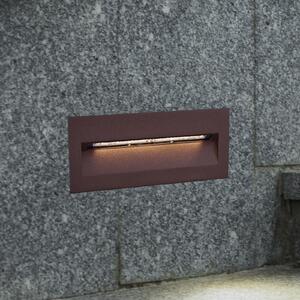Lucande LED lumină de perete încastrată Loya, 23 x 8 cm, rugină, IP54, Maro / Rugină, Aluminiu, Modern