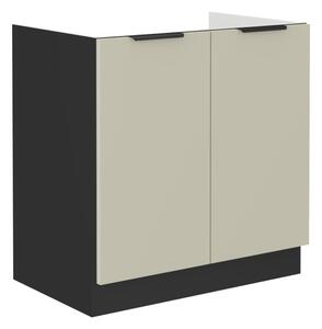KONDELA Dulap de chiuvetă inferior, caşmir/negru, ARAKA 80 ZL 2F BB