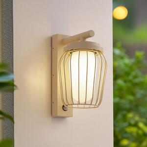 Lucande Aplică de exterior Chandan, 30 cm, bej, senzor, IP44, reglabil, Bej, Aluminiu, Modern