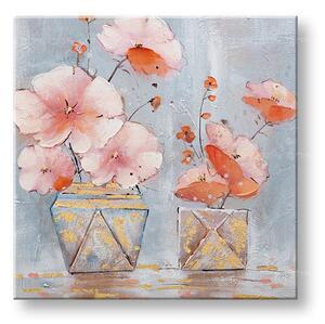Tablou pictat manual FLORI IN A VASE 1-parte 60x60 cm - 60×60 cm / Klasický 2 cm