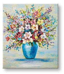 Tablou pictat manual FLORI IN A VASE 1-parte 60x70 cm - 60×70 cm / Clasic 2 cm