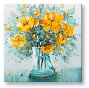 Tablou pictat manual FLORI IN A VASE 1 parte - 70x70 cm - 70×70 cm / Klasický 2 cm
