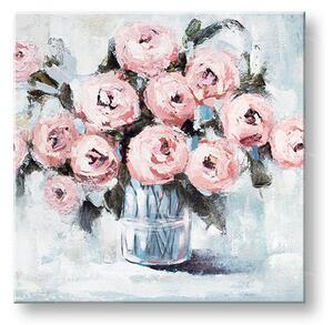 Tablou pictat manual FLORI IN A VASE 1-parte 70x70 cm - 70×70 cm / Klasický 2 cm