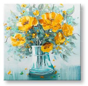 Tablou pictat manual FLORI IN A VASE 1 parte - 70x70 cm - 70×70 cm / Klasický 2 cm