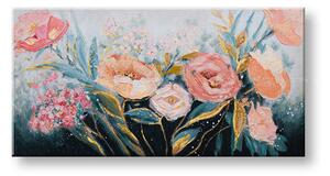 Tablou pictat manual FLORI 1 parte 100x50 cm - 100×50 cm / Klasický 2 cm