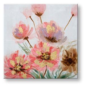 Tablou pictat manual FLORI 1 parte 60x60 cm - 60×60 cm / Clasic 2 cm