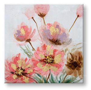 Tablou pictat manual FLORI 1 parte 60x60 cm - 60×60 cm / Clasic 2 cm