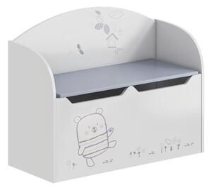 KONDELA Cutie pentru jucării cu spaţiu de depozitare, alb, BEAR