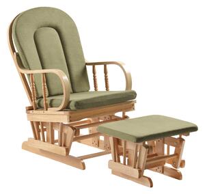 KONDELA Scaun balansoar cu suport pentru picioare, natural/verde, DALBERT
