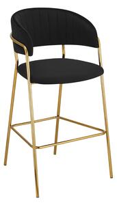 KONDELA Scaun de bar de design, material catifea neagră/gold crom auriu, DASMIN TIP 2