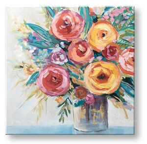 Tablou pictat manual FLORI 1 parte - 80x80 cm - 80×80 cm / Klasický 2 cm