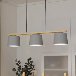 Mariel 3-lumină pandantiv lumină gri deschis lemn natural