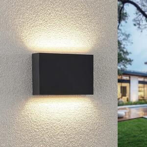 Lindby LED lampă de perete pentru exterior Jarte, set 3, sus/jos, IP65, Negru, Plastic, Modern, Priză de perete sus / jos