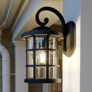Lindby lampă de perete pentru exterior Ankea, negru, înălțime 37 cm, IP23, E27, reglabil, Negru, Plastic, Antichitate, Felinar