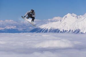 Fototapetă vlies snowboarder zburător 375 x 250 cm