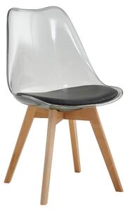 KONDELA Scaun, negru transparent, acrilic/piele ecologică/fag, BALI 2 NEW