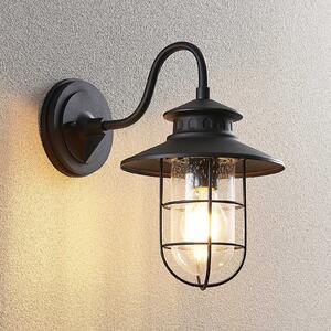 Lindby lumina de perete în aer liber Kyan, înălțime 32 cm, negru, IP44, E27, reglabil, Negru, Aluminiu, Antichitate, Felinar