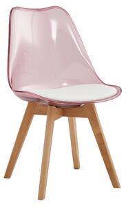 KONDELA Scaun, roz transparent, acrilic/piele ecologică/fag, BALI 2 NEW