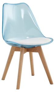 KONDELA Scaun, albastru transparent, acrilic/piele ecologică/fag, BALI 2 NEW