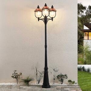 Lindby lumina de exterior Clint, 225cm, 3 becuri, rezistent la apa mare, E27, reglabil, Cupru, Aluminiu, Vintage