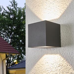 Lucande Aplică LED pentru exterior Merjem, 10 cm, sus/jos, IP54, Gri, Aluminiu, Modern