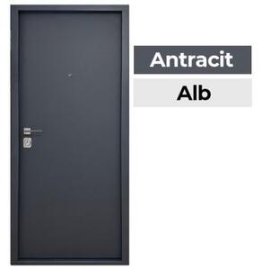 Aplot Ușă pocket bella, de intrare în apartament, normă poloneză (h0- 2060 mm), 80 cm, antracit exterior și alb interior