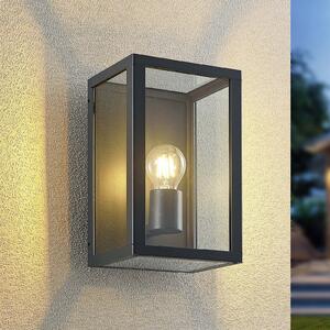 Lindby lampă de perete pentru exterior Giavanna, 28 cm, antracit, IP44, E27, reglabil, Negru, Sticlă, Modern