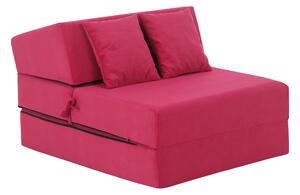 KONDELA Saltea pliabilă/fotoliu extensibil, 2în1, roz magenta, PELOS