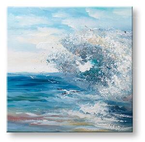 Tablou pictat manual SEA WAVES 1-parte 70x70 cm - 70×70 cm / Clasic 2 cm