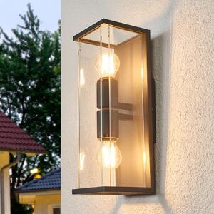 Lucande Annalea lampă de perete pentru exterior, 40 cm, 2 becuri, IP54, Negru, Metal, Modern
