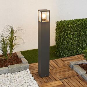 Lucande bornă luminoasă Klemens, 90 cm, antracit, metal, E27, reglabil, Negru, Aluminiu, Modern