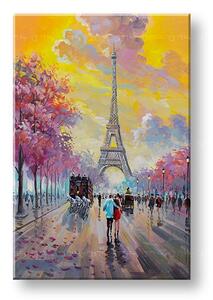 Tablou pictat manual WALKING IN PARIS 1 parte 60x90 cm - 60×90 cm / Clasic 2 cm