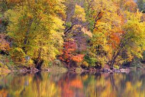Fototapetă vlies reflecția peisajului de toamnă 375 x 250 cm