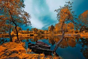 Fototapetă vlies râu în toamnă 375 x 250 cm