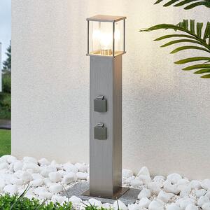 Lindby Lampă stâlpișor Caspa cu 2 prize, reglabil, Metalic, Metal, Modern