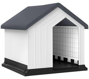 PawHut Niche pentru câine pentru exterior, adăpost impermeabil cu fereastră, din plastic, 62lungime x 61Lățime x 60Înălțime cm, gri | Aosom Romania