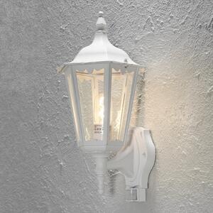 Konstsmide Lampă de perete pentru exterior Firenze cu senzor, sine stătătoare, albă, Alb, Metal, Casă de țară / Rustic, Felinar