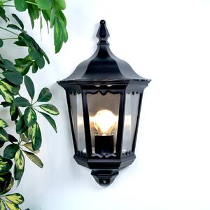 Lindby lumina de perete în aer liber Lieva, înălțime 44 cm, negru, sticlă, Negru, Metal, Antichitate