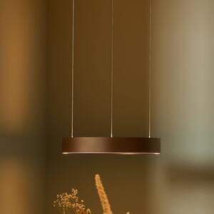LOOM DESIGN Lampă suspendată LED Velora, maro caramel, Ø40 cm, dimabilă., reglabil, Maro / Rugină, Camera de zi / sufragerie, Aluminiu, Modern