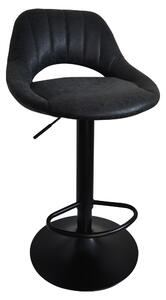KONDELA Scaun de bar, material textil negru cu efect de piele întoarsă, LORASA NEW