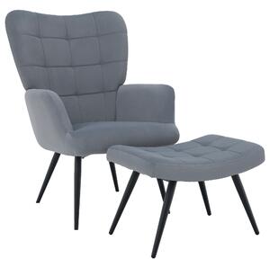 KONDELA Fotoliu cu suport pentru picioare, ţesătură Velvet gri/negru, HABEN