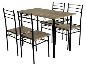 KONDELA Set de sufragerie 1+4, stejar sonoma/negru, MAKO