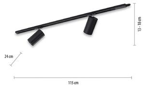 PURE Technik LED track light, 2 becuri, negru, reglabil, Negru, Camera de zi / sufragerie, Metal, Modern